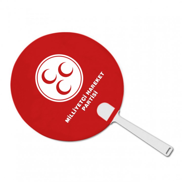 MHP Kırmızı Yuvarlak Saplı Promosyon Yelpaze